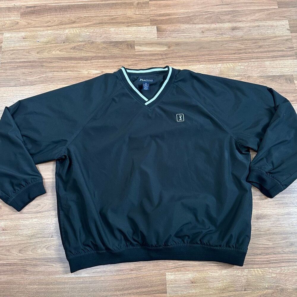 PGA Tour Brand Windbreaker Jacket Pullover Black | Men Size XXL